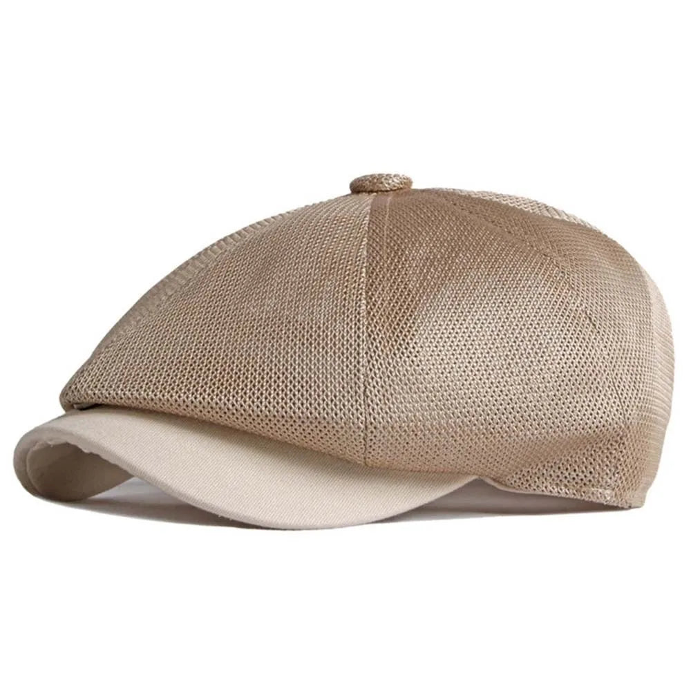 Solid Color Mesh British Beret Hollow-Out