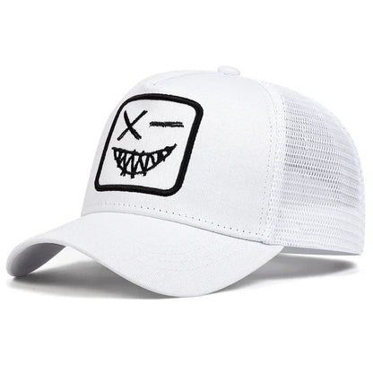 Unisex X Smiling Face Teeth Embroidery Baseball Net Caps