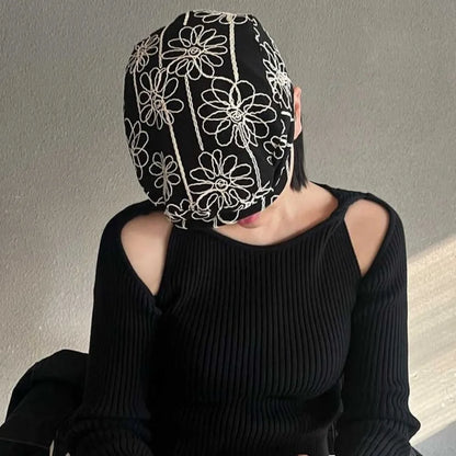 Fashion Retro Forward Cap Flower Embroidery Korean Style Beret