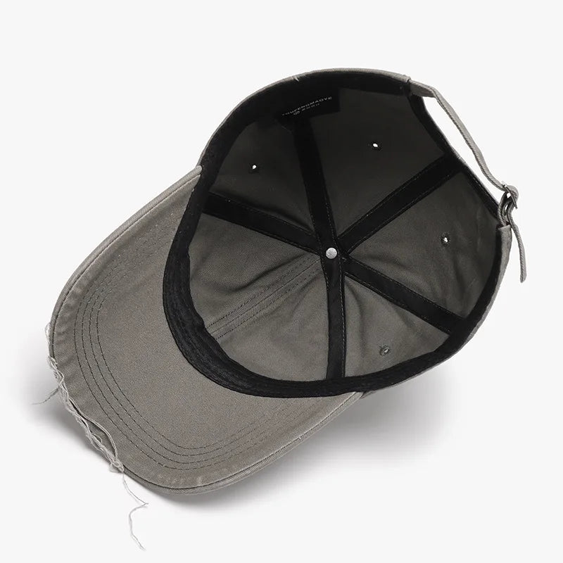 Washed Soft-Top Distressed Men's Large-Head Circumference Baseball Cap