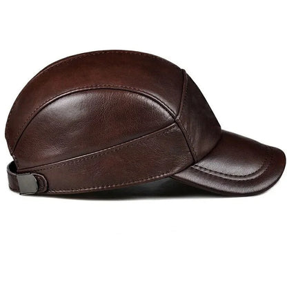 New 2023 Spring/Winter Man Genuine Leather Baseball Caps Male Warm