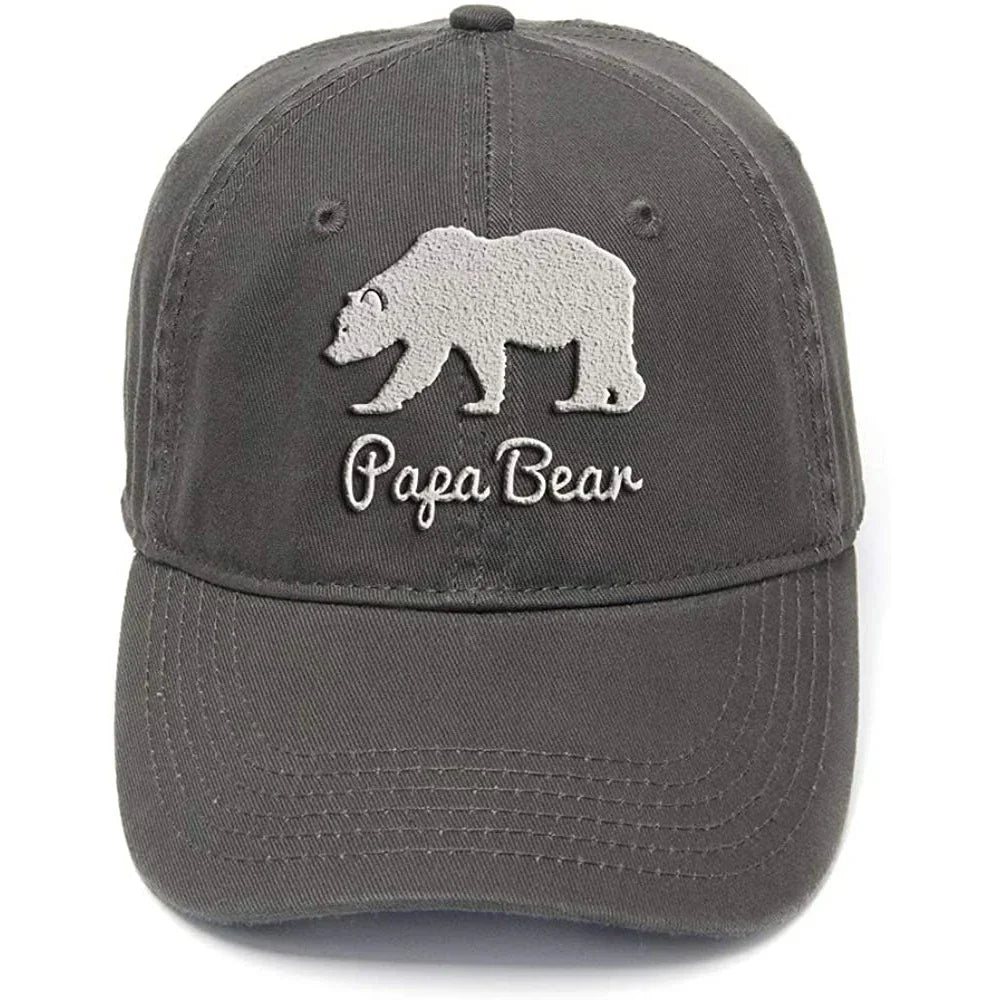 Lyprerazy Papa Bear Washed Cotton Men Women Unisex Hip Hop Cool Flock Printing Baseball Cap Dad Cap