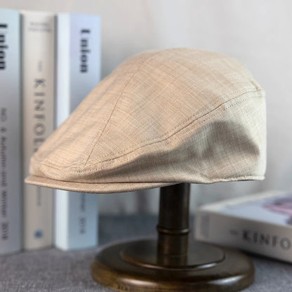 New Solid Spring And Summer Casual Men Flat Summer Linen Beret Hat