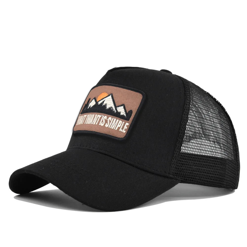 Letter Mesh Breathable Hat Women Men Embroidery Blocking Baseball Cap