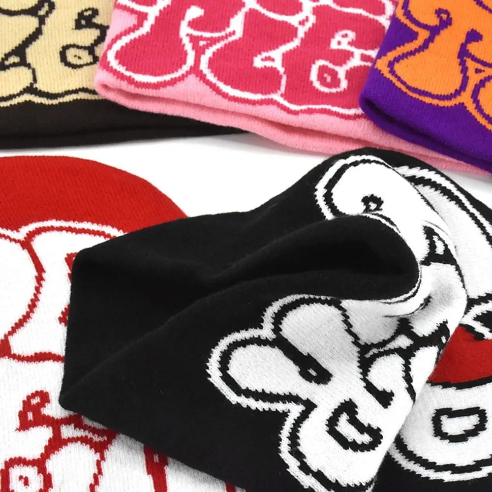 Gift Wool Acrylic Knitting Cap Hat Letter Printing Y2k Hip Hop Cap