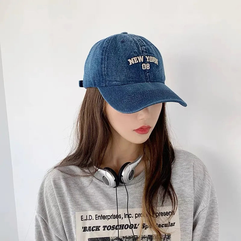 Retro Men Women Baseball Hats Cotton Embroidery Washing