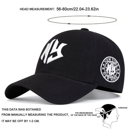 Unisex NY Letter Embroidery Baseball Caps Spring Autumn