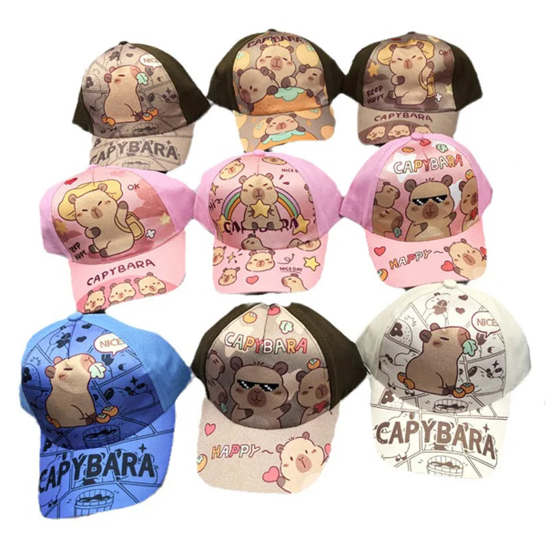 Children's Cartoon Capybara Printed Cap Boys Girls Baseball Cap