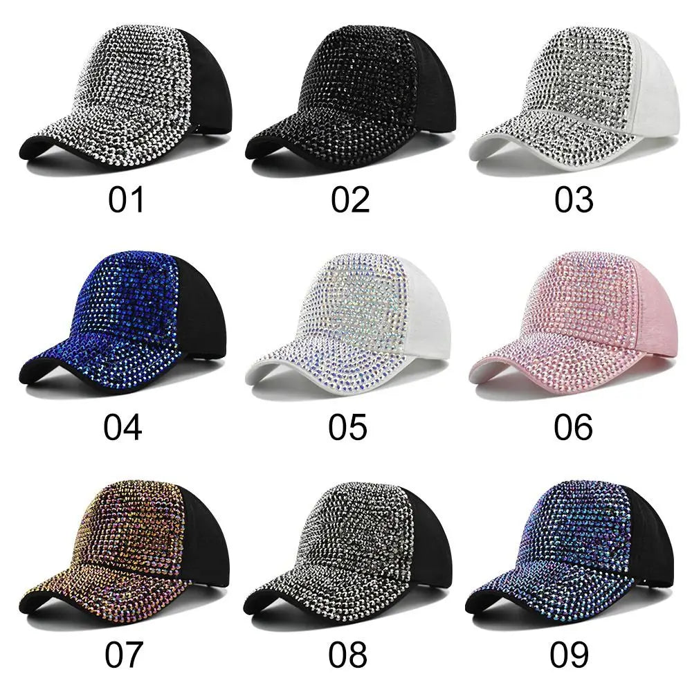 Fashion Luxury Vintage Sunscreen Hats Rhinestones Baseball Caps