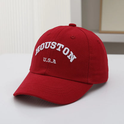 Retro Street Style Arched Letter Embroidery HOUSTON Baseball Cap Suitable For Outdoor Sun Protection