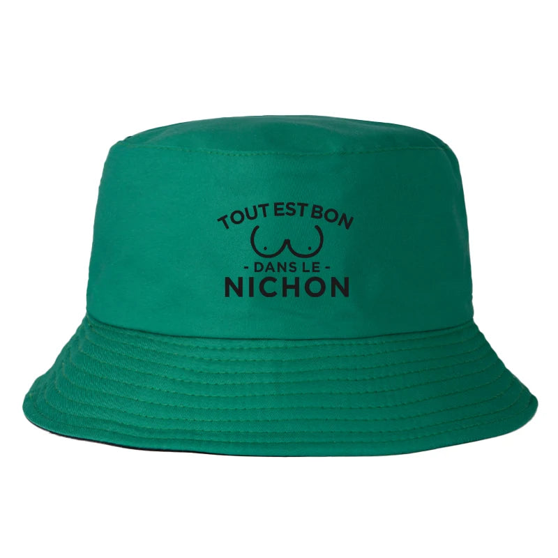 Funny French Quote Bucket Hat Tout Est Bon Dans Le Nichon Print Sun Cap Hip Hop Street