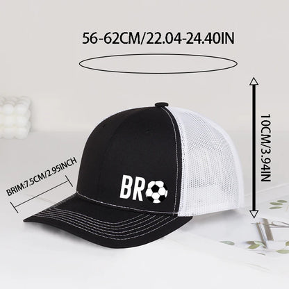 Bro Soccer Print Mesh Baseball Cap Unisex Sports Sun Hat For Men