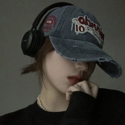 Hip Hop Holes Baseball Hat For Men Women Retro Washed Cotton Peaked Cap