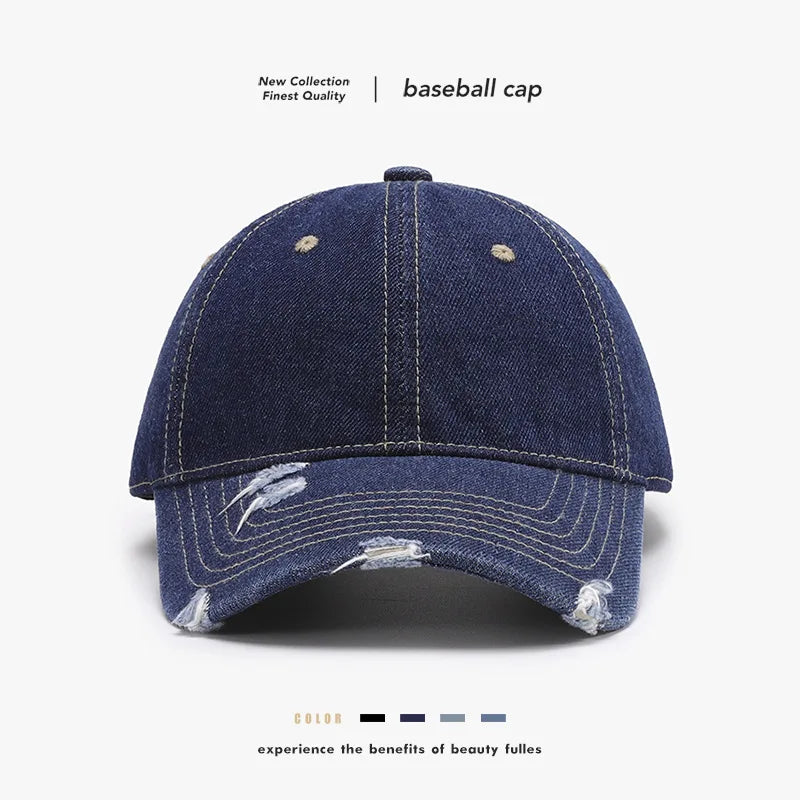 Unisex Washed Soft Top Vintage Curved Brim Distressed Baseball Cap