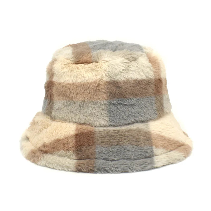 Winter Bucket Hat Women's Fashion Leopard Panama Warm Hats Female Vintage