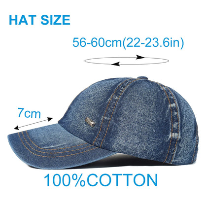 Vintage Washed Cotton Baseball Cap Men Women Denim Dad Hat
