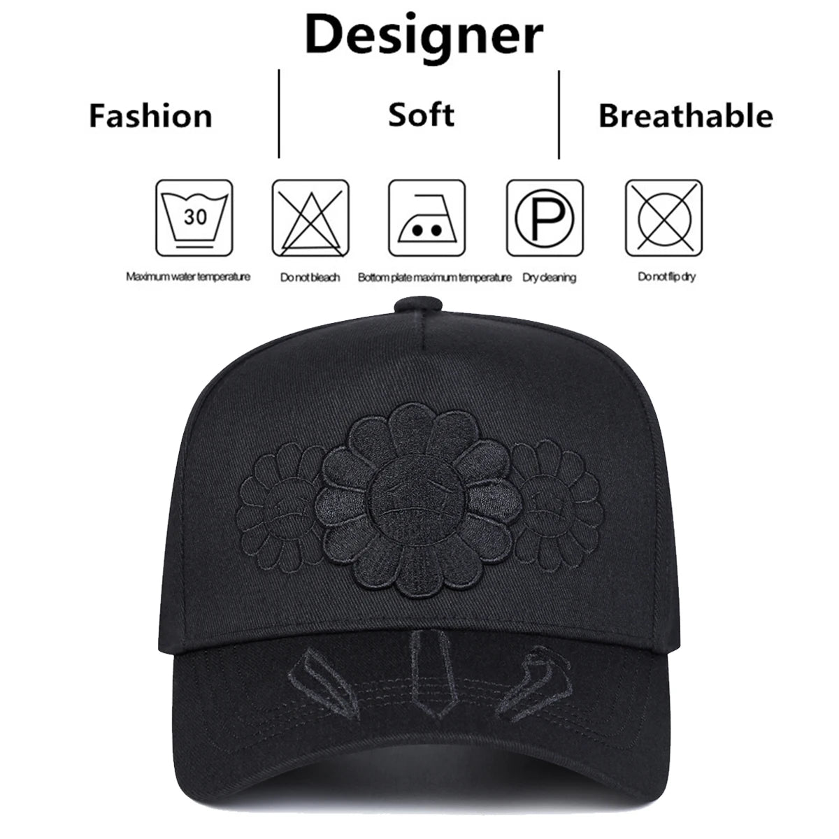 Unisex Sunflower Embroidery Baseball Caps Spring Autumn Outdoor Sports Cap