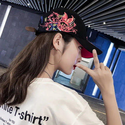 Baseball Cap Women Embroidered Flower Baseball Hat Spring Summer