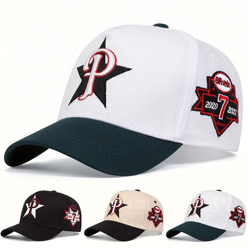 Unisex P Letter Embroidery Baseball Caps Spring and Autumn Sports Cap