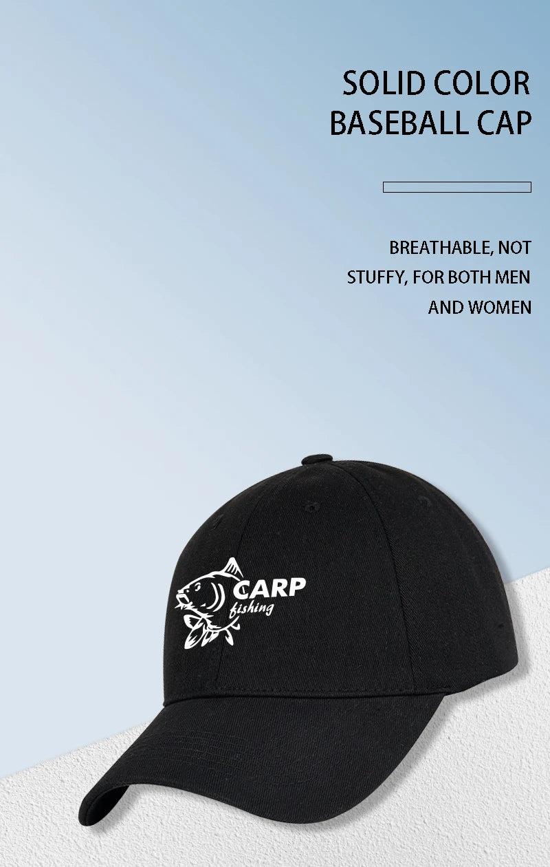 Carp Fishing Print Baseball Cap Adjustable Curved Brim Dad Hat For Men Outdoor Fishing Casual Activities