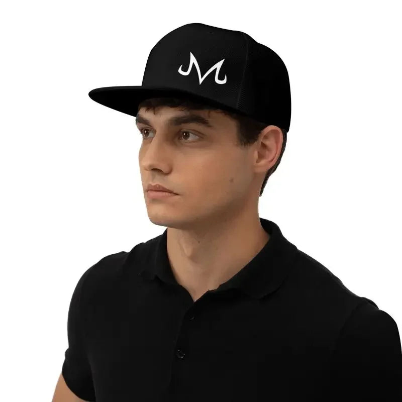 Majin Buu Print Hip Hop Flat Bill Caps Unisex Adjustable Snapback Caps Skateboard Hats