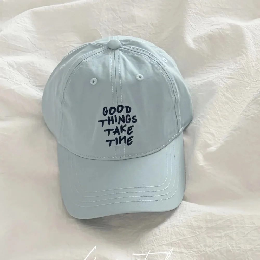 Spring Letter Embroidery Baseball Cap For Women All Season Versatile Soft Top Couple Sunshade Duckbill Cap
