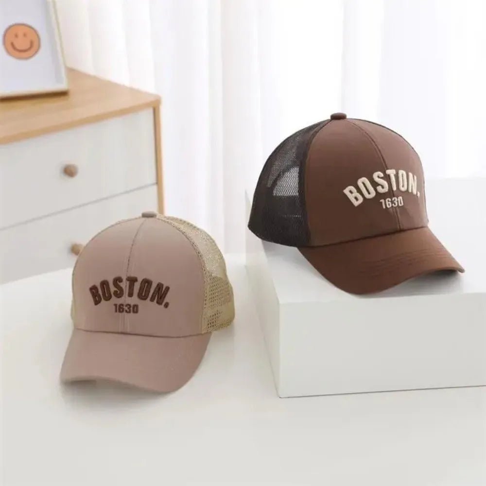 New Solid Color Baby Baseball Cap Breathable Mesh Adjustable Peaked Hat Sun Embroidery Sun Hats