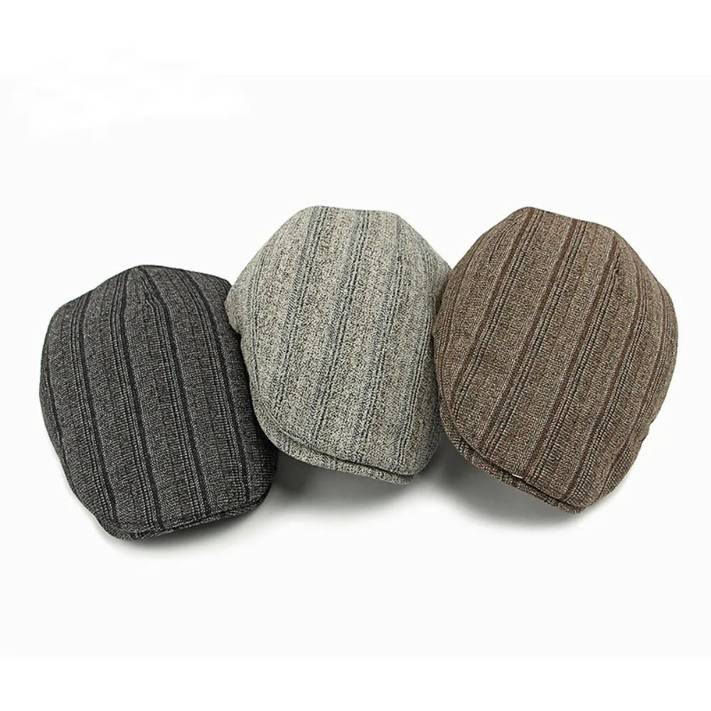 Classical Retro Newsboy Cap Versatile Casual Stripe Berets