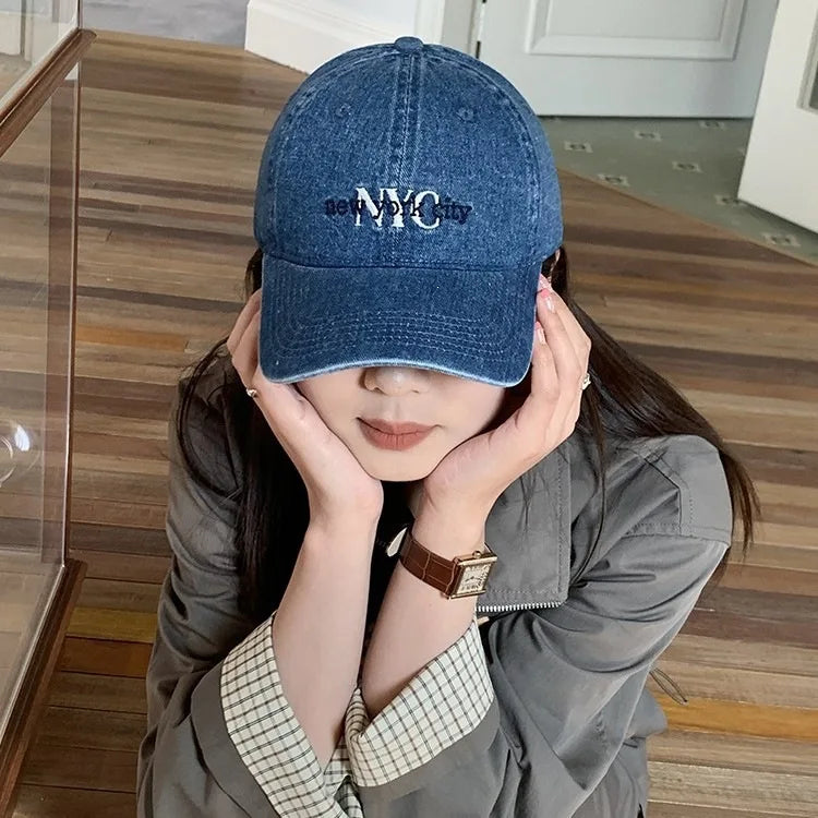 Unisex NYC Letter Embroidery Denim Baseball Cap