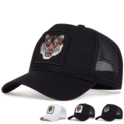 Unisex Tiger Embroidery Baseball Net Caps Spring and Summer