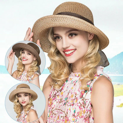 Women's Linen Straw Hat Summer Breathable Sunscreen Hats