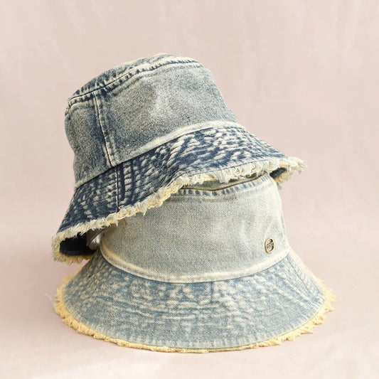 2026 Washed Denim Bucket Hat Women Fisherman's Hat Bucket Hat