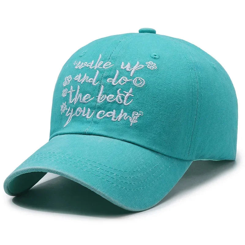 Vintage Washed Letter Embroidery Baseball Cap Denim Distressed Trucker Hat Embroidered Cowboy Hat Adjustable