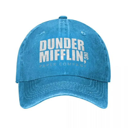 Classic Dunder Mifflin Logo Baseball Caps Men Women Distressed Denim Washed Sun Cap