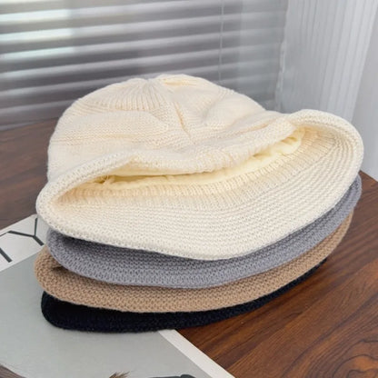 Winter Knitted Slouchy Beanie With Ear Flaps Thermal Duckbill Cap