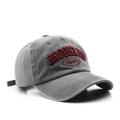 Male Vintage Letter Embroidered Duckbill Cap for Outdoor Travel Baseball Cap