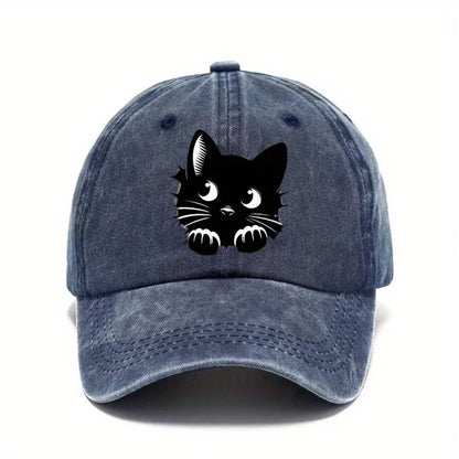 Cat Printed Baseball Cap with Cute Design