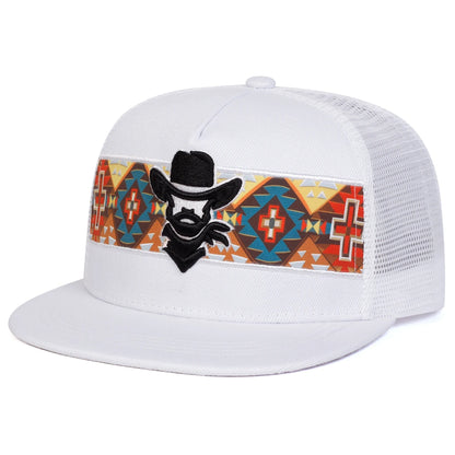 Unisex Western cowboy embroidery Hip-hop Net Hats Spring Summer