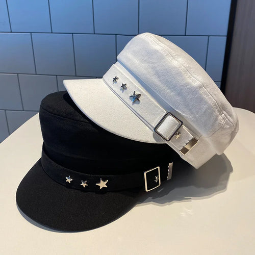 Women's Beret Black Star Hat Spring And Autumn Winter Hats