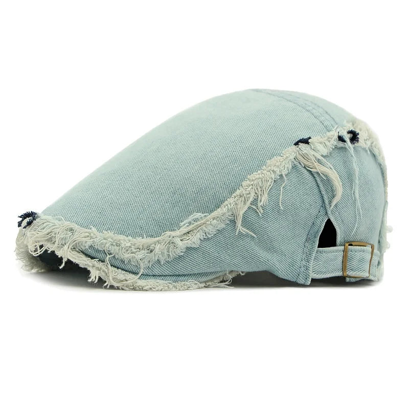 Retro Washed Denim Berets Women