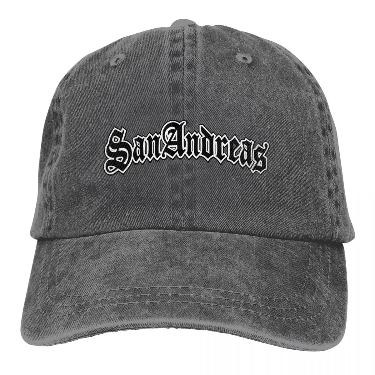 Classic San Andreas Logo Baseball Cap Unisex Style Distressed Denim Sun Cap Outdoor