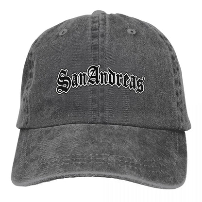 Classic San Andreas Logo Baseball Cap Unisex Style Distressed Denim Sun Cap Outdoor