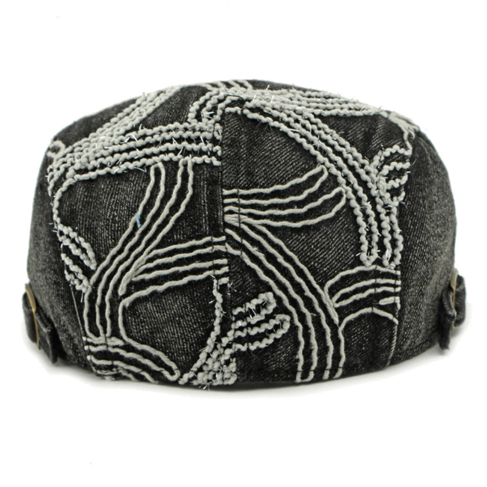 Vintage Artist Painter Beret Hat Male Female Adjustable Denim Beret Cap