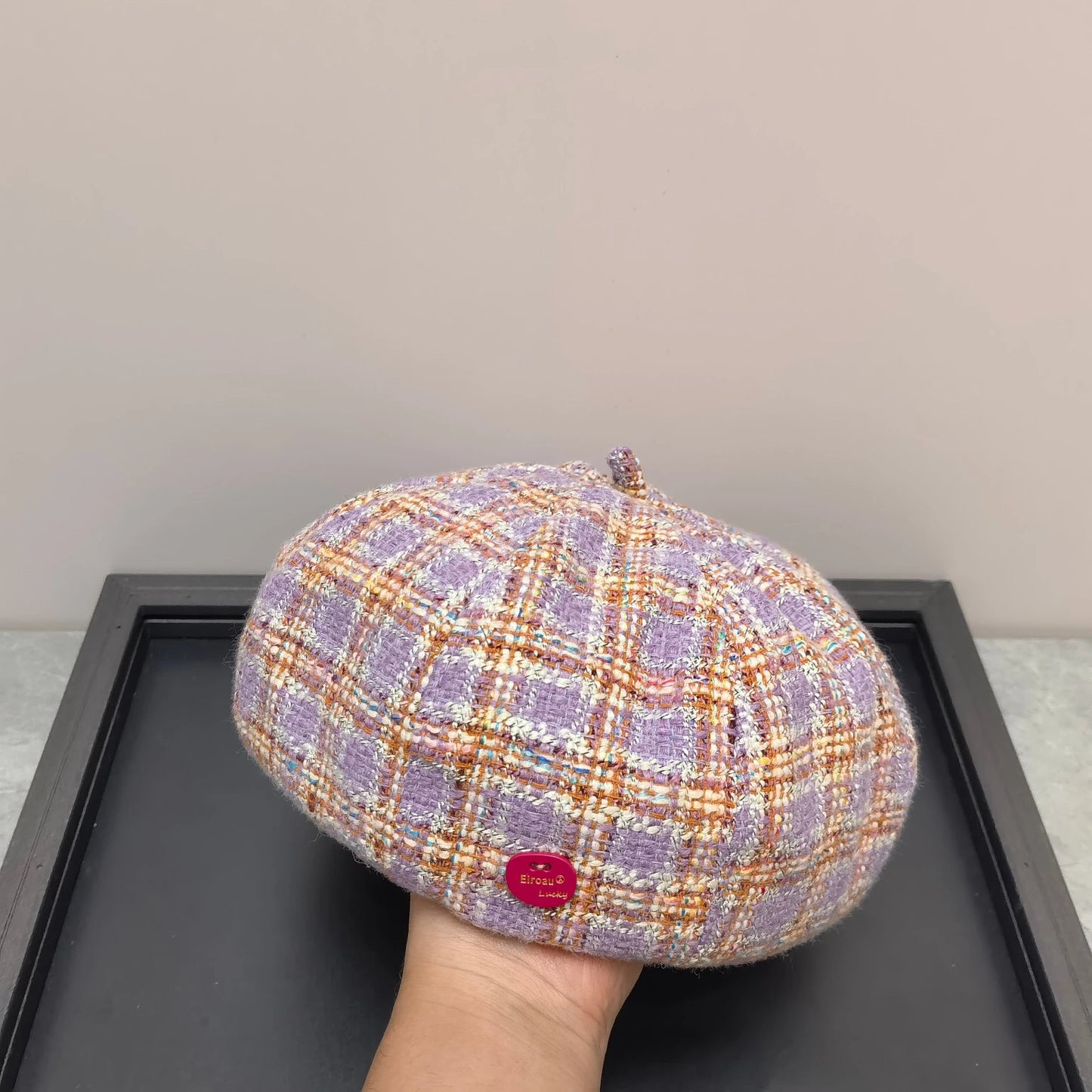 Autumn And Winter Color Plaid Korean Women Beret Cap