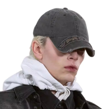 Personality Washed Gray Edged Worn-Out Baseball Cap