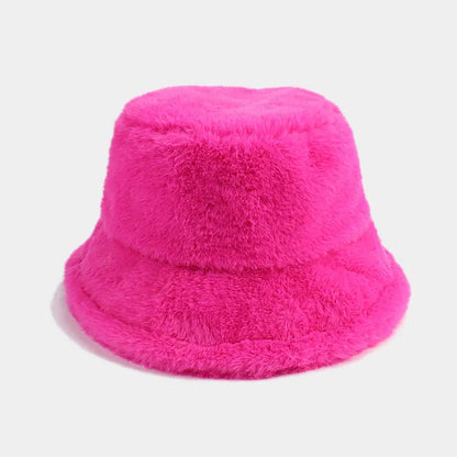 Faux Rabbit Fur Bucket Hat Lady Winter Warm Soft Panama Hat