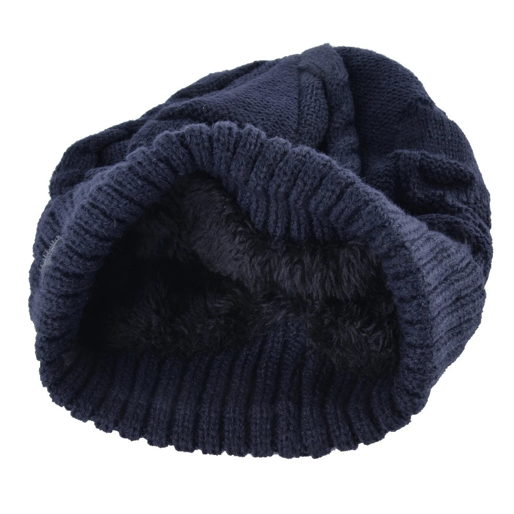 Winter Beanies Men Knitted Skull Pattern Solid Color Hat With Metal Skulls