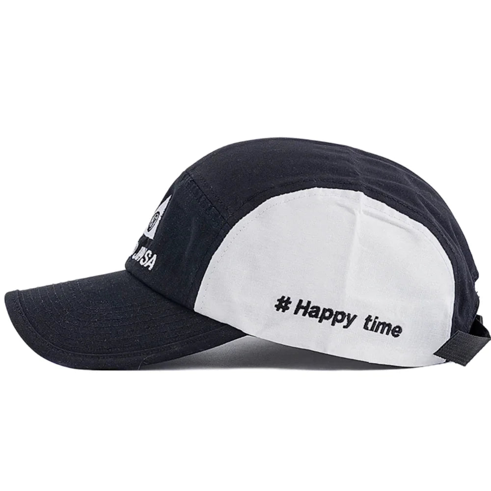 Unisex Camp Cap Fashion Happy Time Embroidery Summer Baseball Cap For Men Women