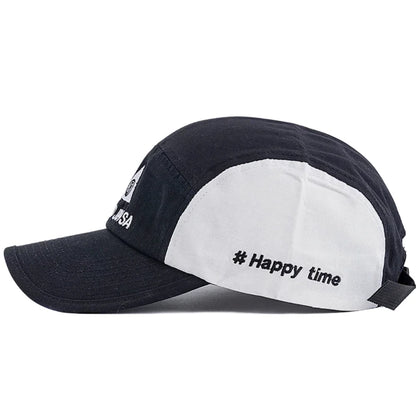 Unisex Camp Cap Fashion Happy Time Embroidery Summer Baseball Cap For Men Women