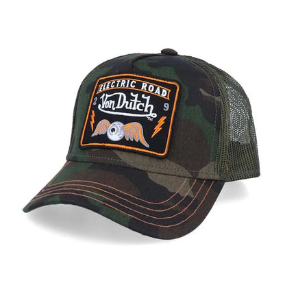 Casual Fashion VON Baseball Cap Breathable Shade Alphabet Embroidery Sunblock Mesh Embroidered DUTCH Trucker Hat